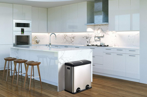 Step N' Sort El Cubo De Basura Y Reciclaje De Acero Inoxidab