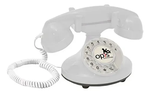 Telefono Fisso Vintage Con Disco Combinatore Opis FunkyFon - Design Anni '20, Colori Brillanti, Compatibile Con Linee Moderne, Campanello Elettronico Incluso