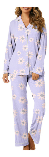 Conjunto De Pijama O Para Mujer Y Pantalones Largos De Manga