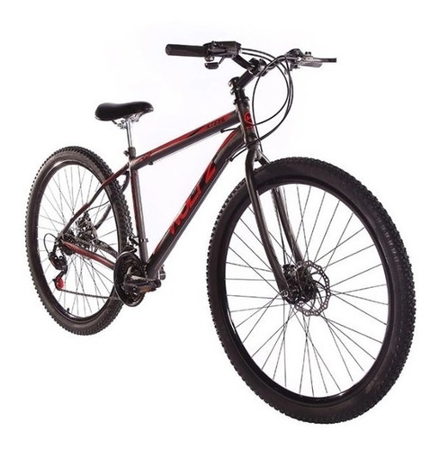 Mountain bike Woltz Steel aro 29 17" 21v freios de disco mecânico câmbios Yamada cor preto/vermelho