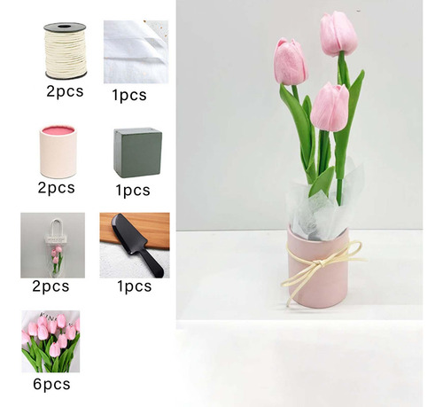 Flores De Tulipanes Artificiales En Maceta Decoración De