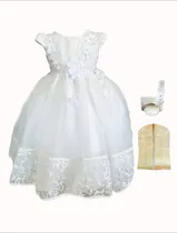 Comprar Ropón Bautizo Vestido De Bautizo Niña + Kit Vela Bautizo