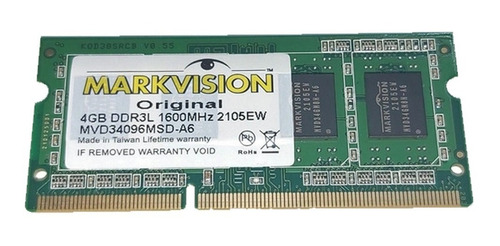 Memoria Sodimm Ddr3 L Markvision 4g 1600 Mhz 1.35v Bulk