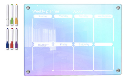 Tablero Acrílico De Color R Para Planificar La Semana, Con T