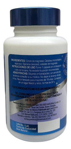 Citrato De Magnesio 60 Capsulas Keep Natural Sabor Sin Sabor