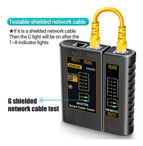 Probador De Cable De Red Cat5 Cat5e Cat6 Utp Ethernet Negro