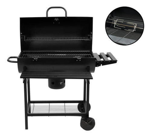 Asador De Carbón Tipo Barrill 70 Cm Color Negro Multifunción