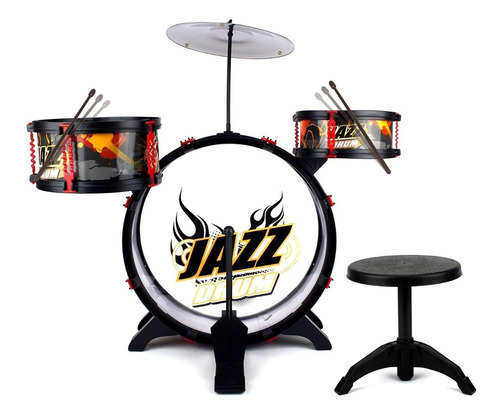 Imagen 1 de 5 de Set Bateria Musical 3 Tambores Jazz Drum Juguete Bestoys