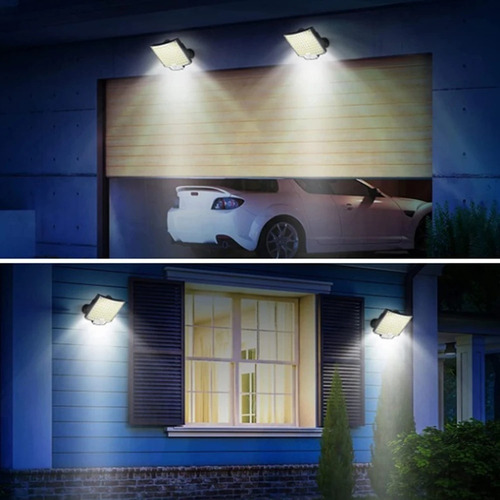 Vedd® Lámpara Solar Exterior Jardín Pared Sensor Luz 106 Led Estructura Negro