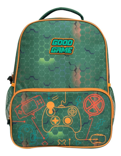 Mochila Infantil De Costas Escolar Grande Game Jogo Cor Verde