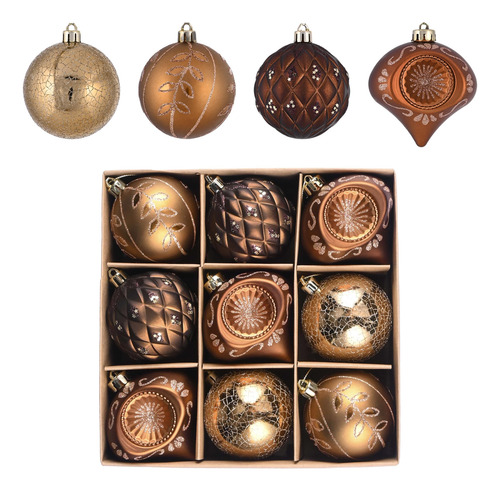 Adornos De Bola De Navidad Inastillables 7 Cm Marrón Y Bronc