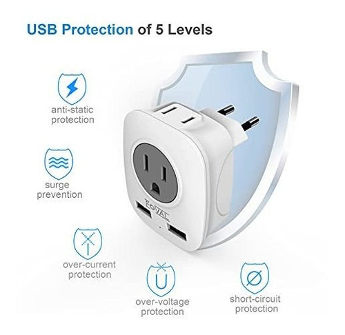 Adaptador Conector Peo International Travel Power 2 Usb