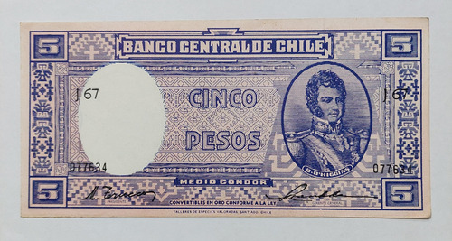 Billete  Chileno De 5 Pesos
