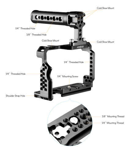 Kit De Gaiola De Câmera Alnum Com Alça Para A7r Iii/a7 Ii/a7