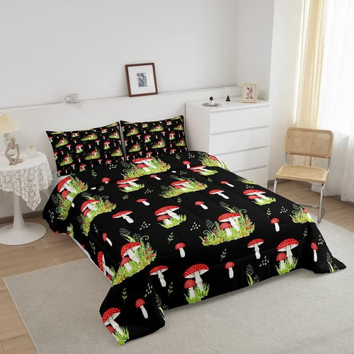 Feelyou Juego De Ropa De Cama De Hongos Kawaii, Lindo Juego