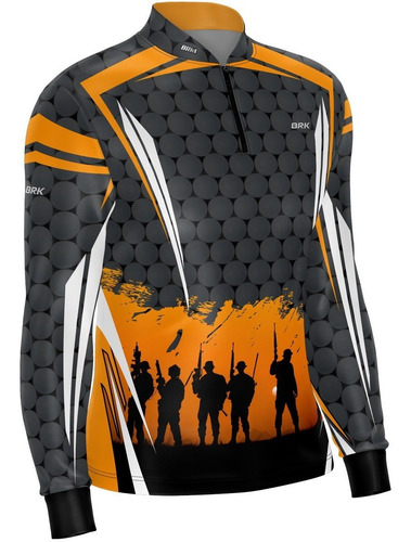 Imagem 6 de 7 de Camiseta Airsoft Brk Cinza Com Laranja Com Fpu 50+
