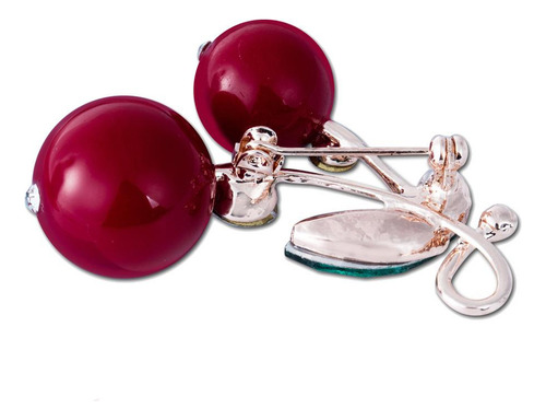 4 Broches De Cereza Con Diamantes De Imitación Y Perlas De