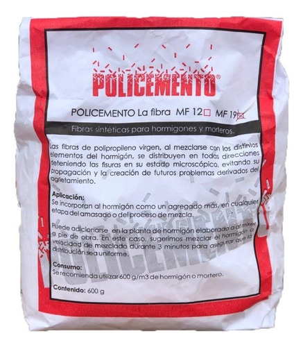 Fibra Sintetica Para Hormigon X 600grs Policemento - Mf. 19