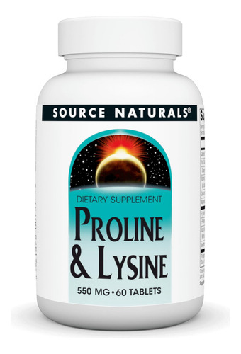 Source Naturals L-prolina Y L-lisina, 550 Mg - 60 Tabletas