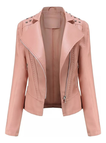 Chaqueta De Cuero Biker Punk Para Mujer