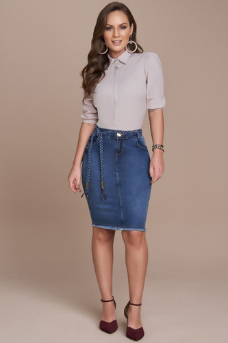 Imagem 2 de 4 de Saia Tradicional Jeans 62cm Titanium - Tt25466