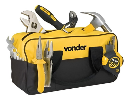 Bolsa De Lona Reforçada Para Ferramentas Vonder Bl005 Top Cor Amarelo E Preto