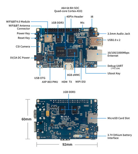 Para Placa De Desarrollo Banana Pi Bpi-m64 Allwinner A64 De