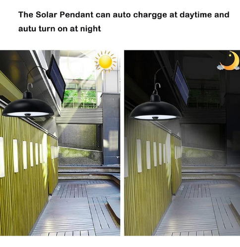X2 Lampara Solar Doble Colgante Foco Solar Exterior Interior Negro