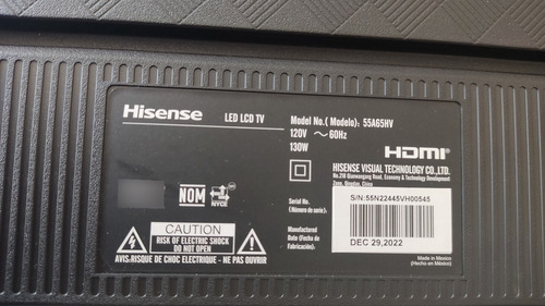 Main Fuente Rsag7. 820. 12368/roh Para Tv Hisense 55a65hv (Usado)