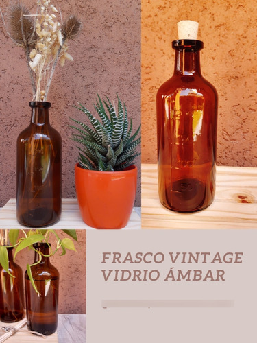 Frasco Vintage Ideal Difusor Florero Corcho Y Varillas Ratan