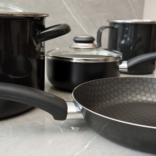 Imagen 7 de 10 de Batería De Cocina Cinsa Aluminio Con Antiadherente 8 Piezas