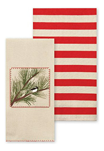 Toallas De Té Navideñas C.r. Gibson Chickadee, 16 '' X 26 ''