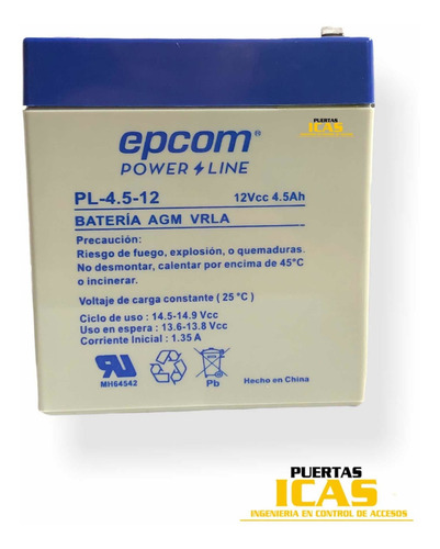 Batería Epcom 4.5 Amp. 1 Año De