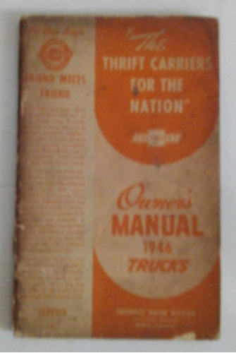 Manual 100% Original De Uso: Y Pick Up Camión Chevrolet 1946