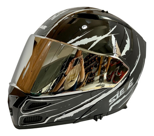 Casco Moto Siete Storm Kryptonite Abatible Doble Visor Dot Color Blanco Talla M-(57-58-cm) Tamaño del casco M