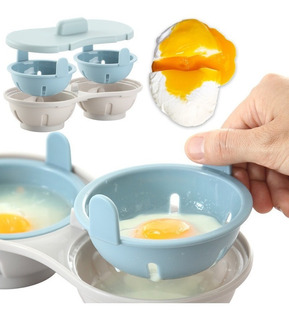 Morza Plástico Huevo Horno de microondas hervidor de Huevos 2 Huevos escalfados Huevo Cooking Herramientas Colores aleatorios 