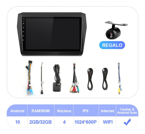 Estéreo 2+32g Para Suzuki Swift 2018-2022 Carplay Gps Wifi