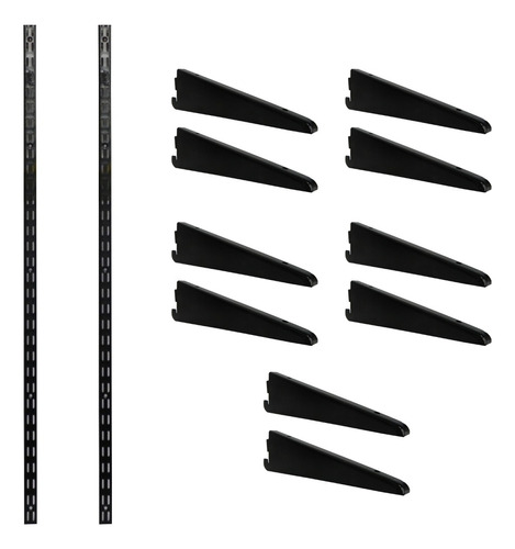  Mensula Para Riel 17cm X 5 Pares Riel 1mts Reforzado Negro