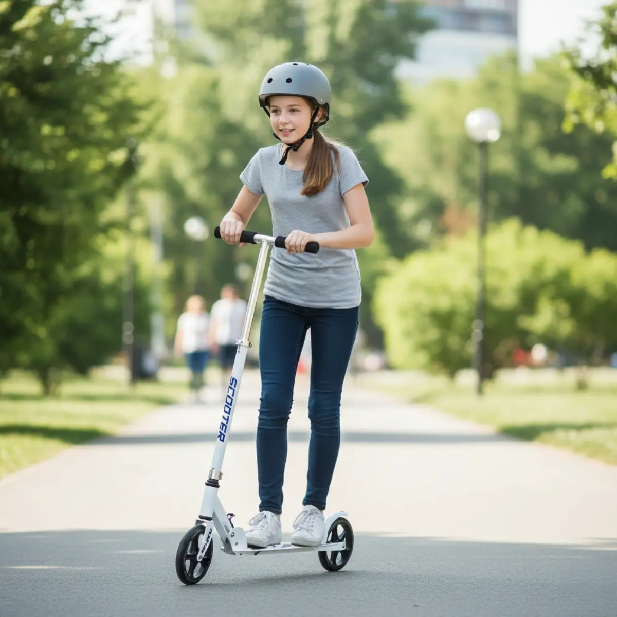 Patinete Infantil Adulto Profissional 2 Rodas Grandes Branco Sem Desenho