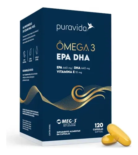 comprar Ômega 3 Epa Dha Puravida 120 Cápsulas Sabor Sem sabor