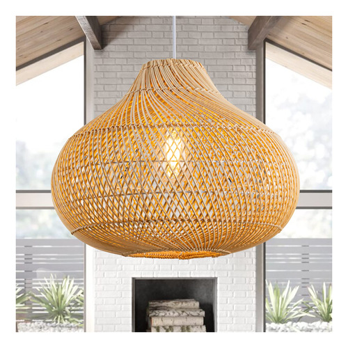 Rattan Pendant Lights D16.5  Wicker Chandelier Boho For