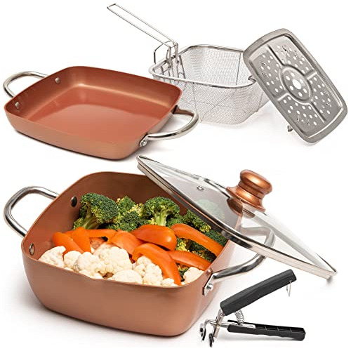 Moss & Stone Copper 6 Piece Set Chef Cookware, Non Stick Pan