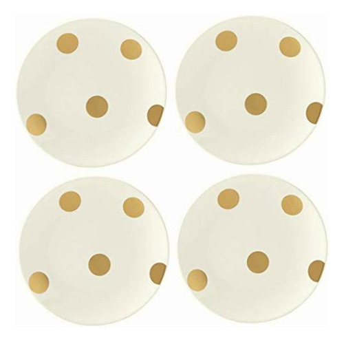 Kate Spade New York Deco Dot Gold Tidbit Juego De 4 Platos