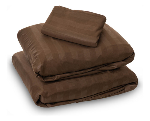 Juego De Sabanas Individual 2800 Hilos Calidad Egipcia Color Chocolate Diseño de la tela Rayas