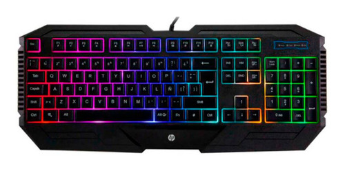 Teclado Gamer Hp Rgb K110 Membrana Rgb Negro Usb