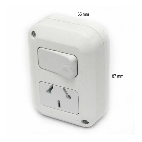 Imagen 2 de 9 de Llave De Luz Punto Y Toma Exterior Armado De Aplicar