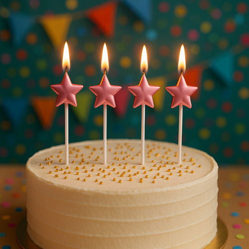 Velas Para Torta Estrellas Metalizadas Pack X4 Unidades Ve06 Rosa