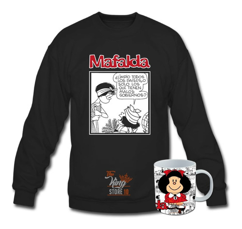 Poleron Polo + Taza, Mafalda, Prensa, Frase, Estampado, Xxl / Kingstore10