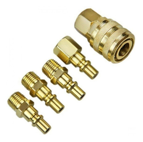 Kit Jogo Engate Rápido Ar Comprimido 1/4 Pneumático 5 Peças