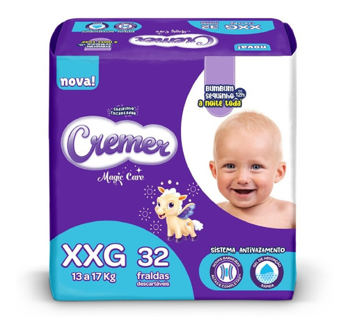 Imagem 2 de 5 de Kit Fralda Cremer Mega Xxg 192 Unidades